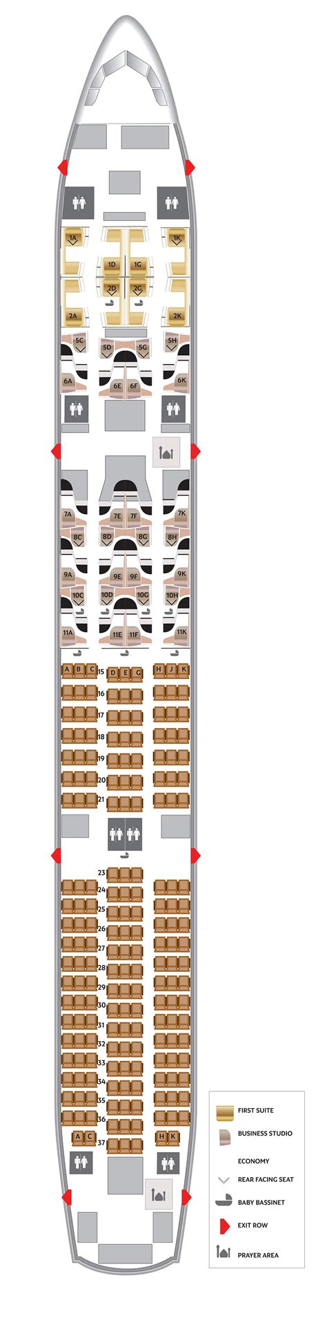 Seat map of Etihad Airways Boeing 787.